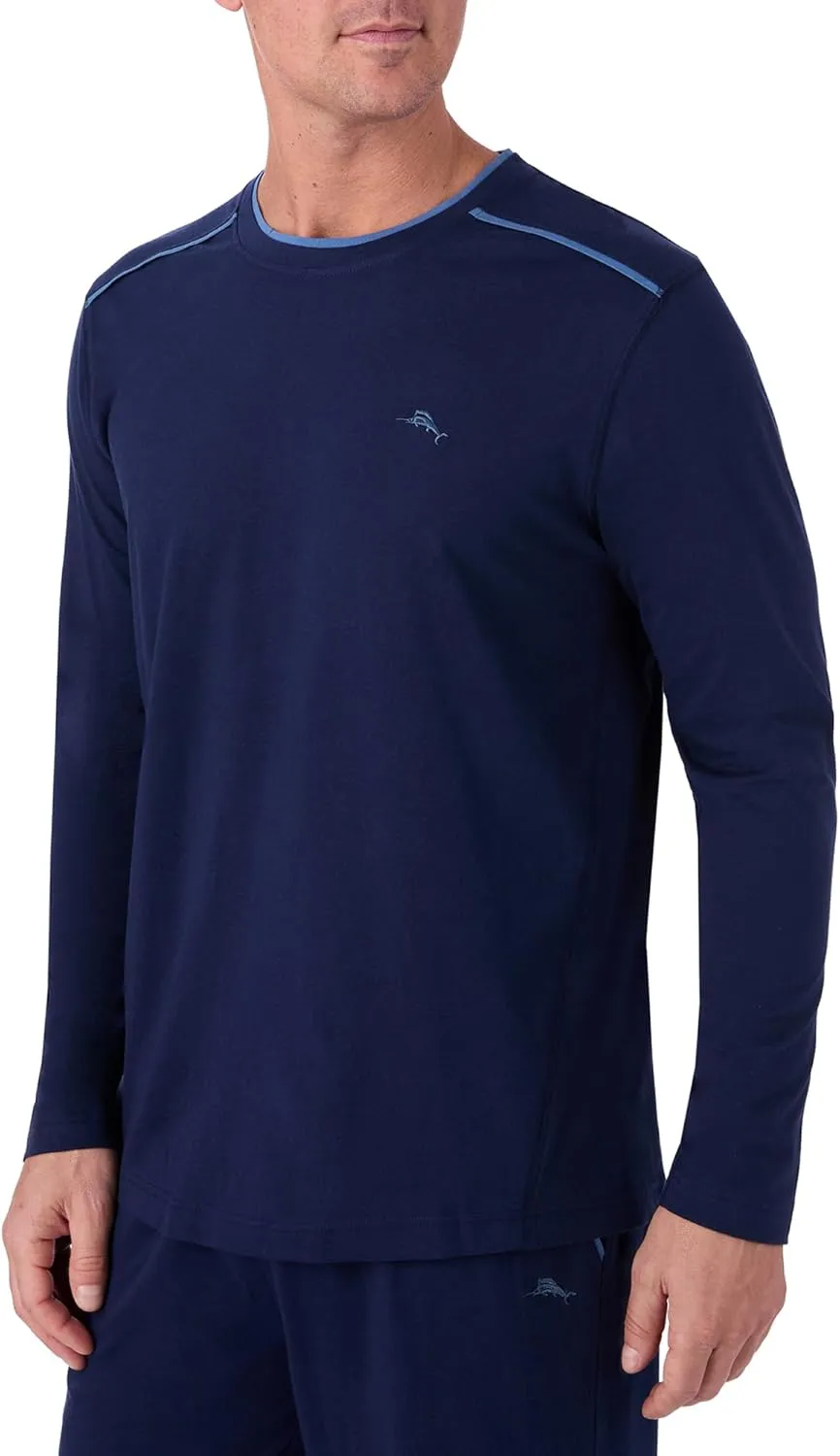 Tommy Bahama - Men's Essential T Shirt, Long Sleeve Crew Neck Cotton Blend Top for Sleep or Lounge