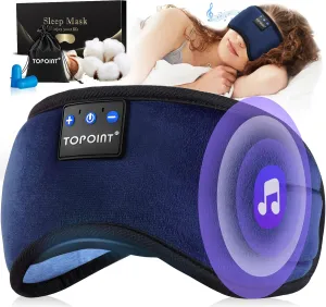TOPOINT Sleep Headphones, Sleeping Headphones Bluetooth Sleep Mask with Bluetooth Headphones, Aid Sleep Light Blackout Sleeping Eye Mask Headphones for Sleeping Side Sleepers Men Women Girls