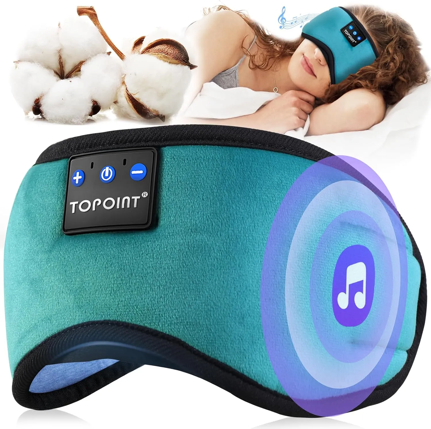 TOPOINT Sleep Mask with Headphones Bluetooth 5.4 Wireless, Sleep Headphone with Microphone Built-in HD Speakers Music, Eye Mask for Sleeping Travel Meditation for Men Women Girl Cool Gadgets