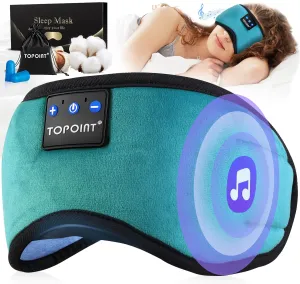 TOPOINT Sleep Mask with Headphones Bluetooth 5.4 Wireless, Sleep Headphone with Microphone Built-in HD Speakers Music, Eye Mask for Sleeping Travel Meditation for Men Women Girl Cool Gadgets