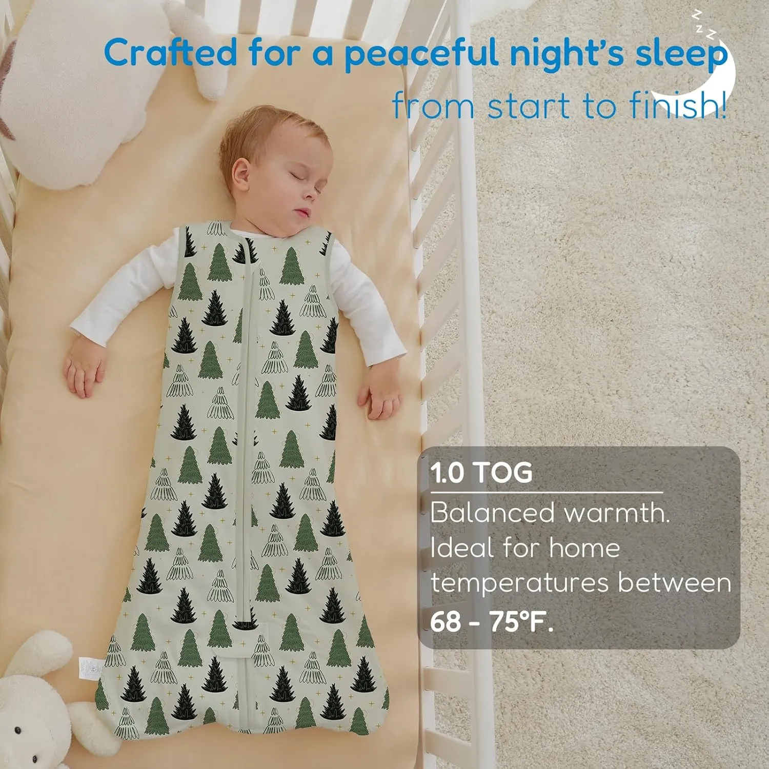 TotAha Sleep Sack 6-12-15 Months 1.0 TOG, Unisex Buttery Soft Sleeping Sacks with 2-Way Safe Zipper, All Season Sleep Bag