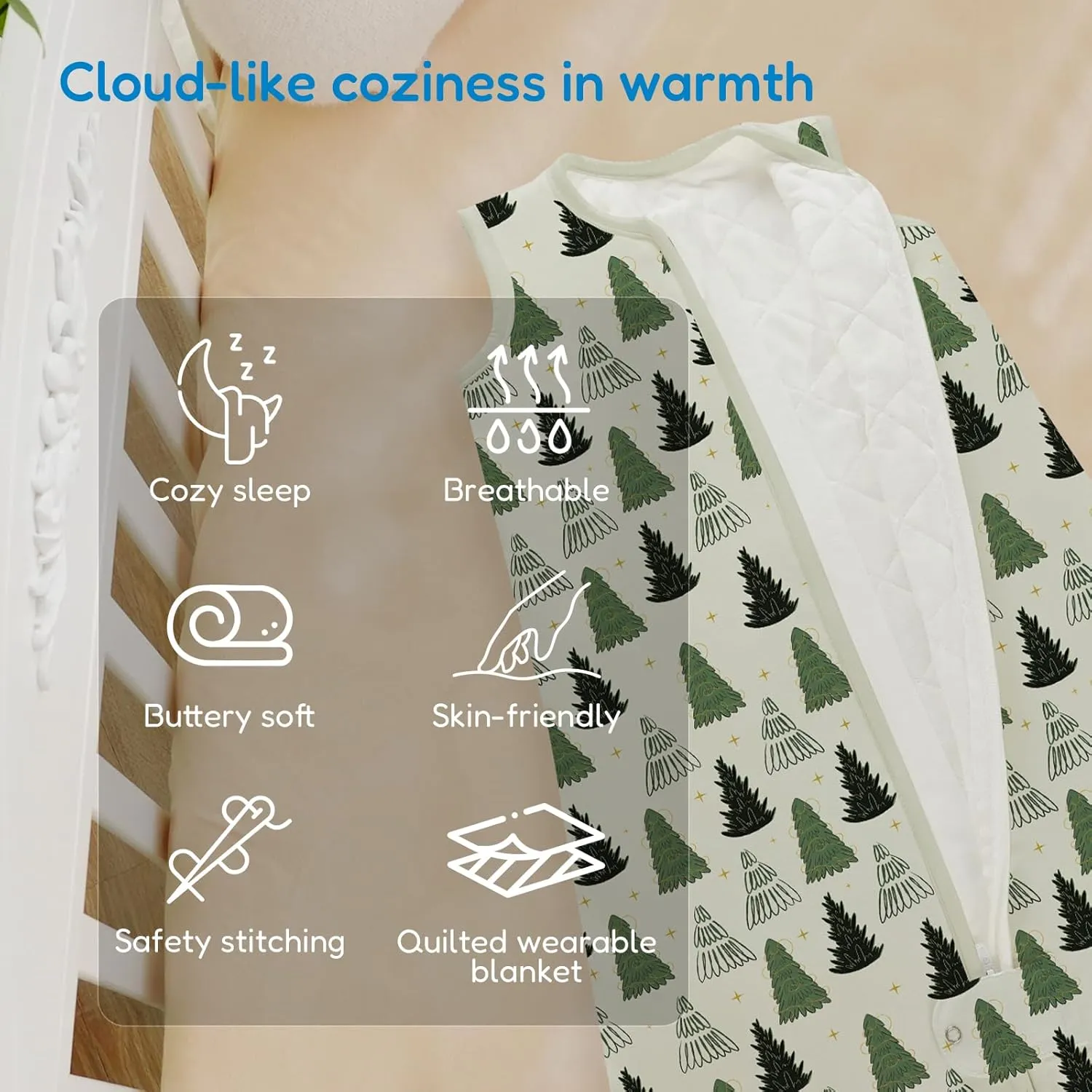 TotAha Sleep Sack 6-12-15 Months 1.0 TOG, Unisex Buttery Soft Sleeping Sacks with 2-Way Safe Zipper, All Season Sleep Bag