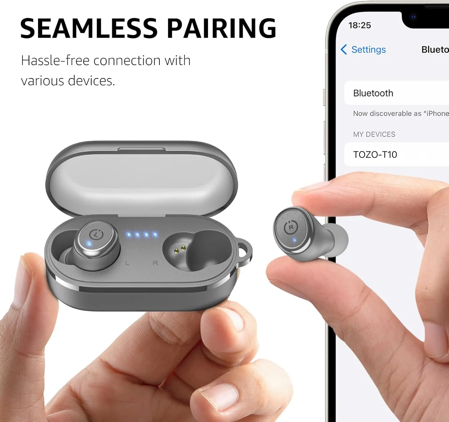 TOZO T10 Wireless Earbuds Bluetooth 5.3 Headphones, App Customize EQ, Ergonomic Design, 55H Playtime, Wireless Charging Case, IPX8 Waterproof Sound in-Ear Headset, 2025 New Version