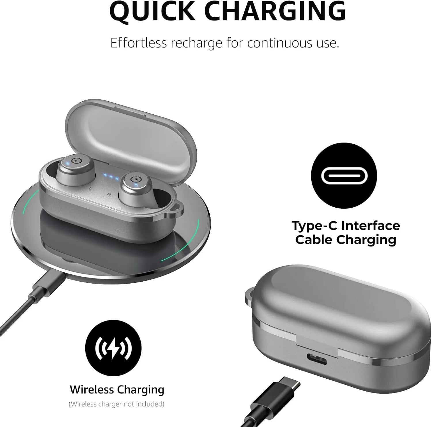 TOZO T10 Wireless Earbuds Bluetooth 5.3 Headphones, App Customize EQ, Ergonomic Design, 55H Playtime, Wireless Charging Case, IPX8 Waterproof Sound in-Ear Headset, 2025 New Version