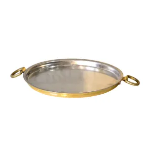 Traditional Brass Dosa Tawa, Comes with Tin Lining, Brass Handle, 12.5", 32 cm