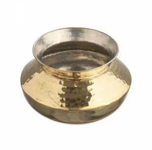 Traditional Brass Kitchenware Handi Degchi for Cooking, Tin Lined, Heavy Duty, 5 Liter's, 8.5"