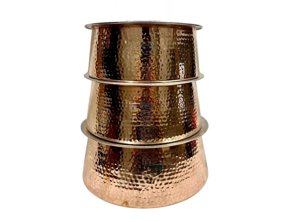 Traditional Copper Kitchenware Rice Handi, 4 Litre's, Premium Quality, 10"