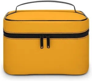Travel Makeup Bag, Bright Yellow Pattern (Solid Color) Cosmetic Bags for Women Large Capacity Waterproof Toiletry Bag Make up Organizer