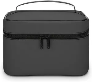 Travel Makeup Bag, Simple Dark Black Cosmetic Bags for Women Large Capacity Waterproof Toiletry Bag Make up Organizer