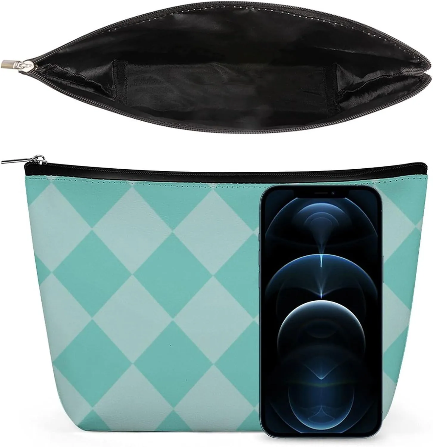 Travel Makeup Bag, Teal Diamond Cosmetic Bags for Women Large Capacity Waterproof Toiletry Pouch Make up Organizer