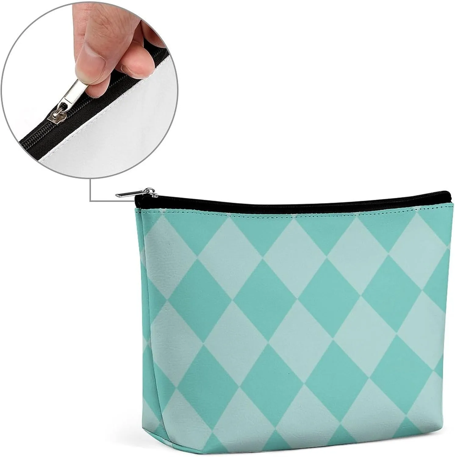 Travel Makeup Bag, Teal Diamond Cosmetic Bags for Women Large Capacity Waterproof Toiletry Pouch Make up Organizer