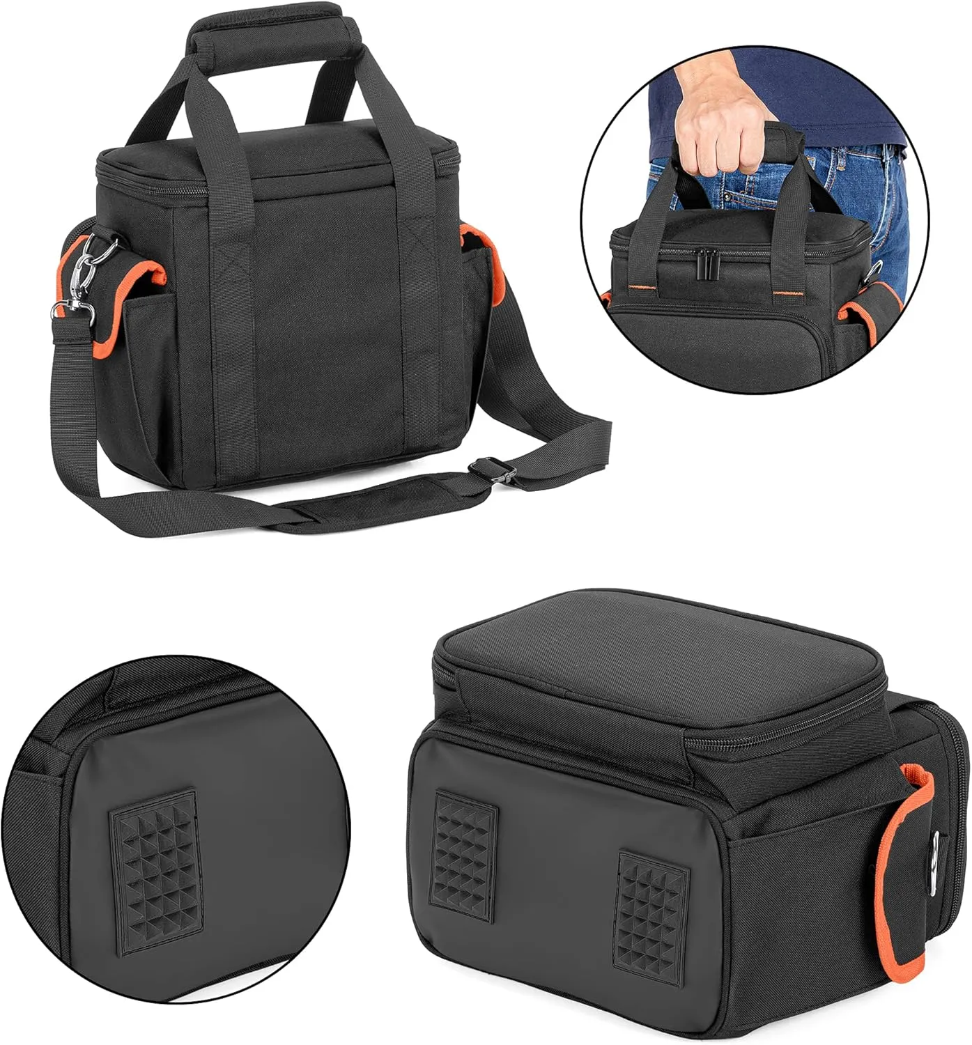 Trunab Carrying Case Compatible with Jackery Portable Power Station Explorer 160/240/300, Storage Bag with Waterproof Bottom and Front Pockets for Charging Cable and Accessories