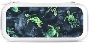 Turtles Tie Dye Pattern Hard Shell Travel Case with Rope 15 Game Card Pockets Compatible with Switch Protective