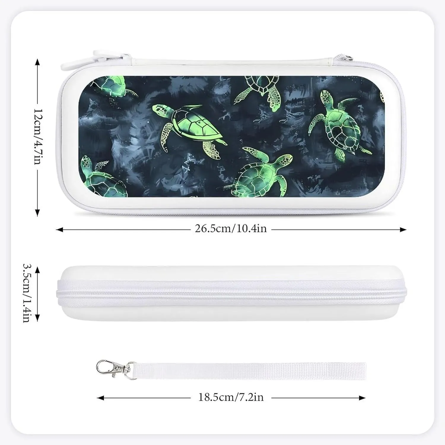 Turtles Tie Dye Pattern Hard Shell Travel Case with Rope 15 Game Card Pockets Compatible with Switch Protective