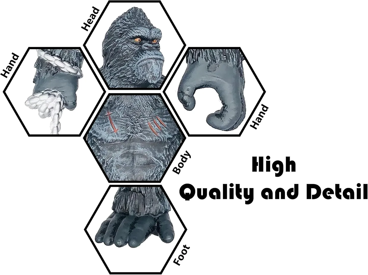 TwCare Giant King Kong vs Godzilla Action Figure 11.3" Fight Mode Gorilla Ape Solid Wild Movie Series, Travel Bag