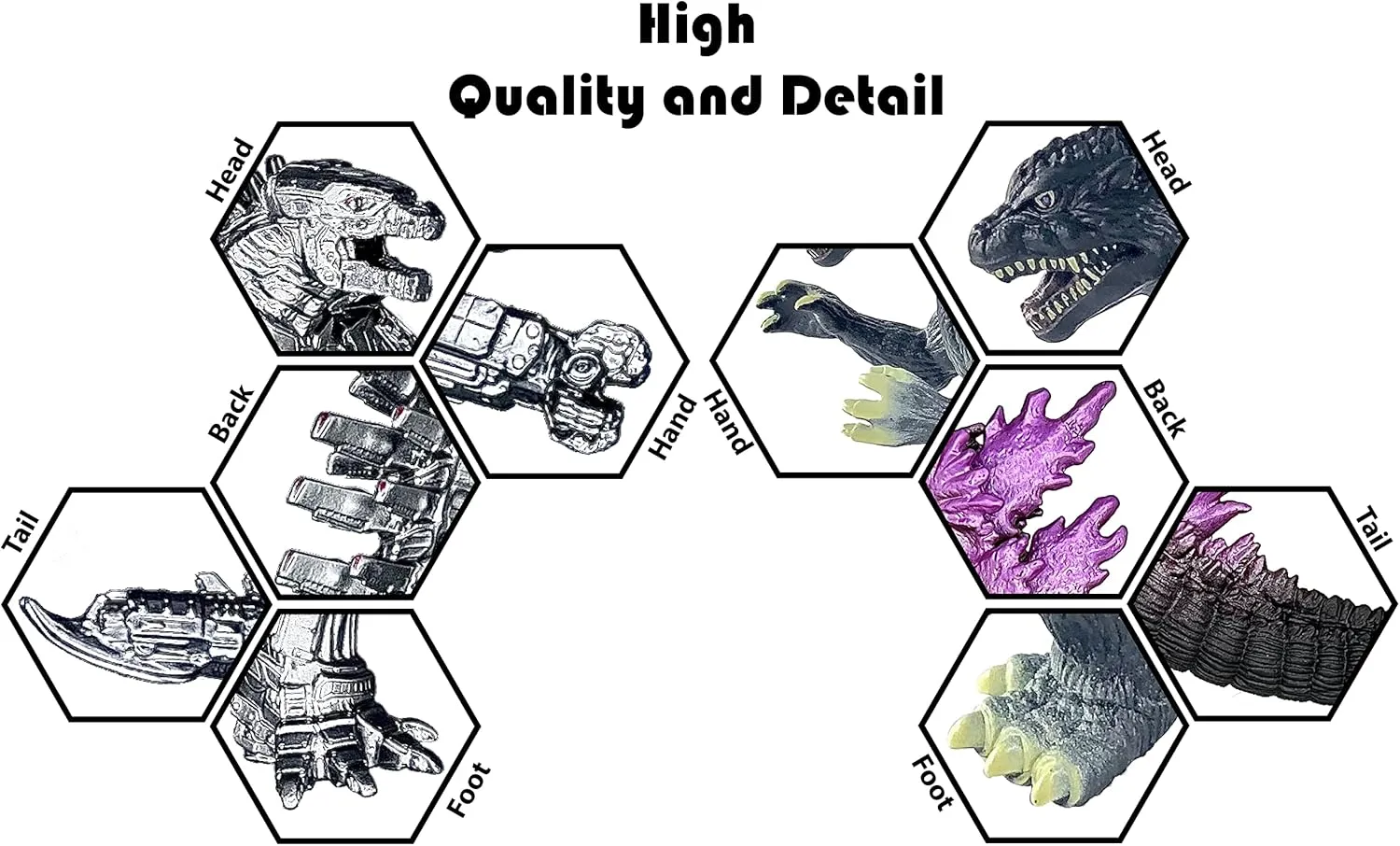 TwCare Set of 2 Godzilla Millennium Mecha MechaGodzilla King of The Monsters Toys, 2021 Movable Joints Action Figures Movie Series Soft Vinyl, Carry Bag