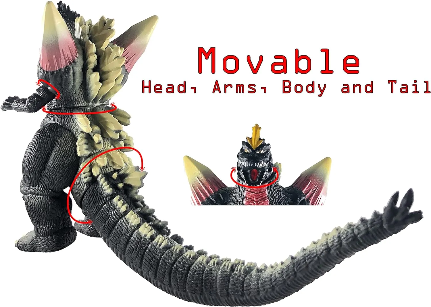 TwCare Set of 2 SpaceGodzilla Disosaur Dragon Gigan Space Toys, Kaiju Universe Action Figures King of The Monsters Movable Joints Movie Series Soft Vinyl, Travel Bag