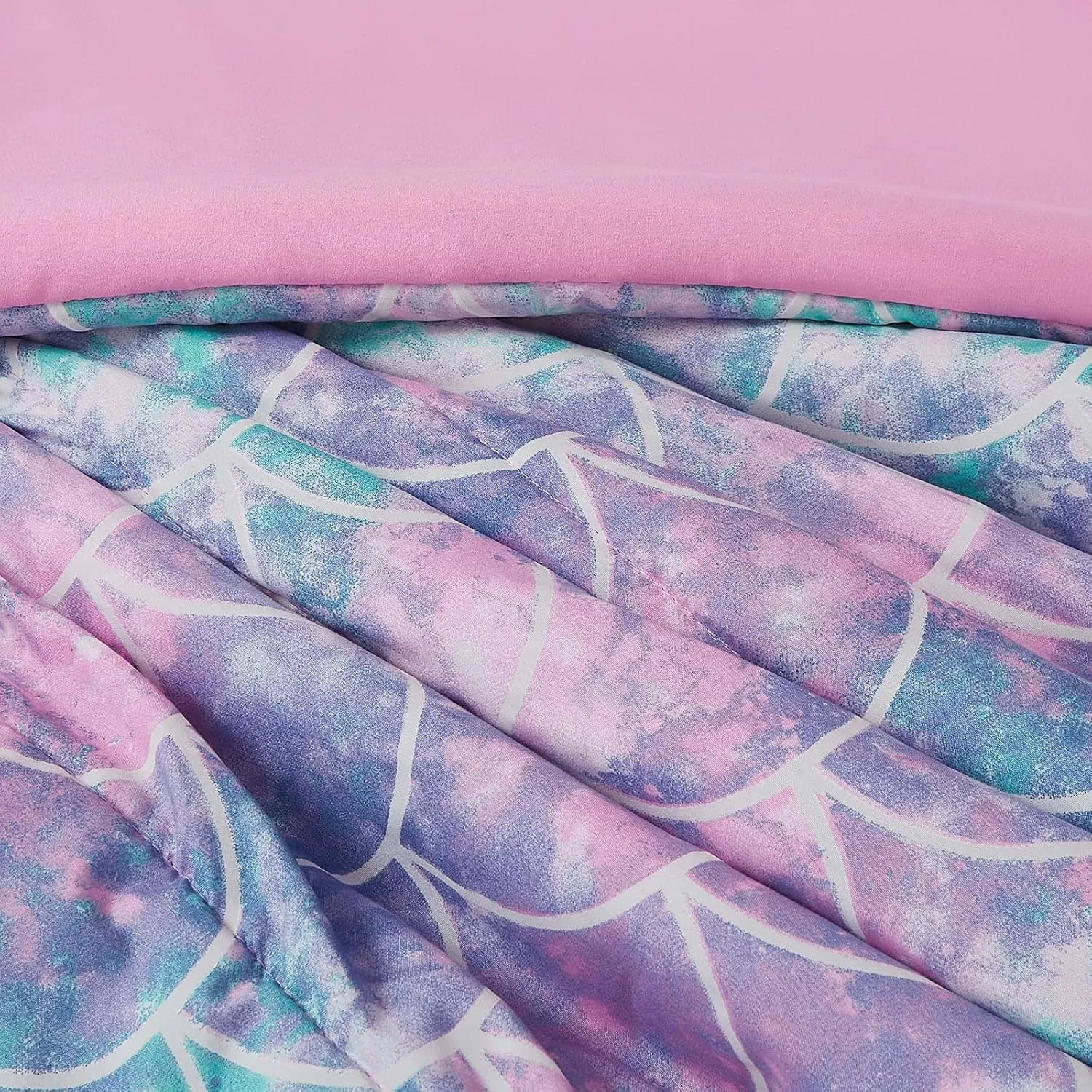 Twin Comforter Set for Girls-3 Pieces Mermaid Glow in The Dark Twin Bedding Sets for Kids,1 Comforter,1 Sham and 1 Decor Pillow