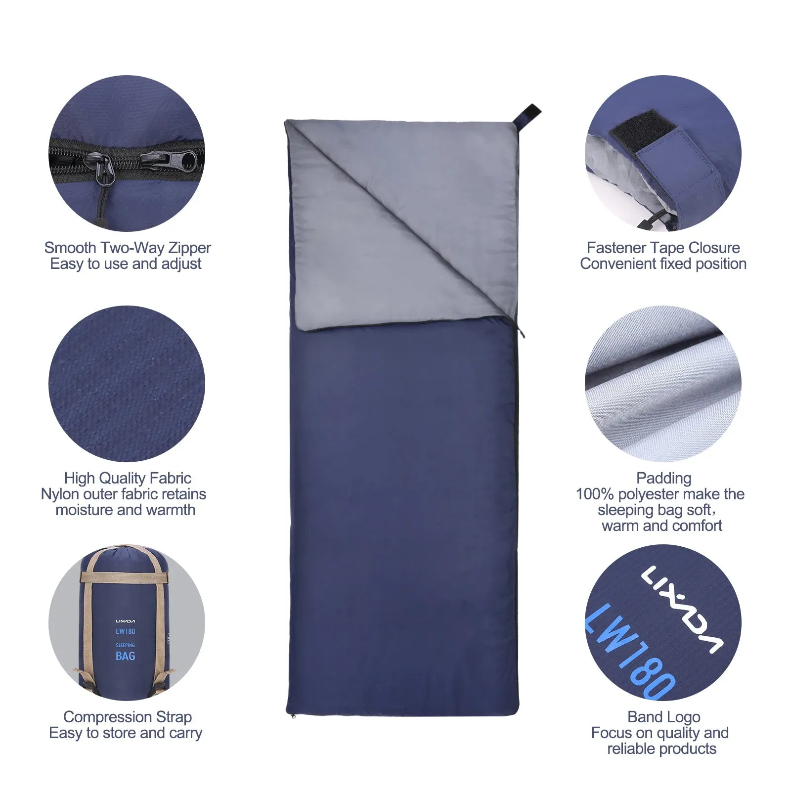 Ultra-light Outdoor Envelope Sleeping Bag for Camping, Hiking, and Travel (190 * 75cm)