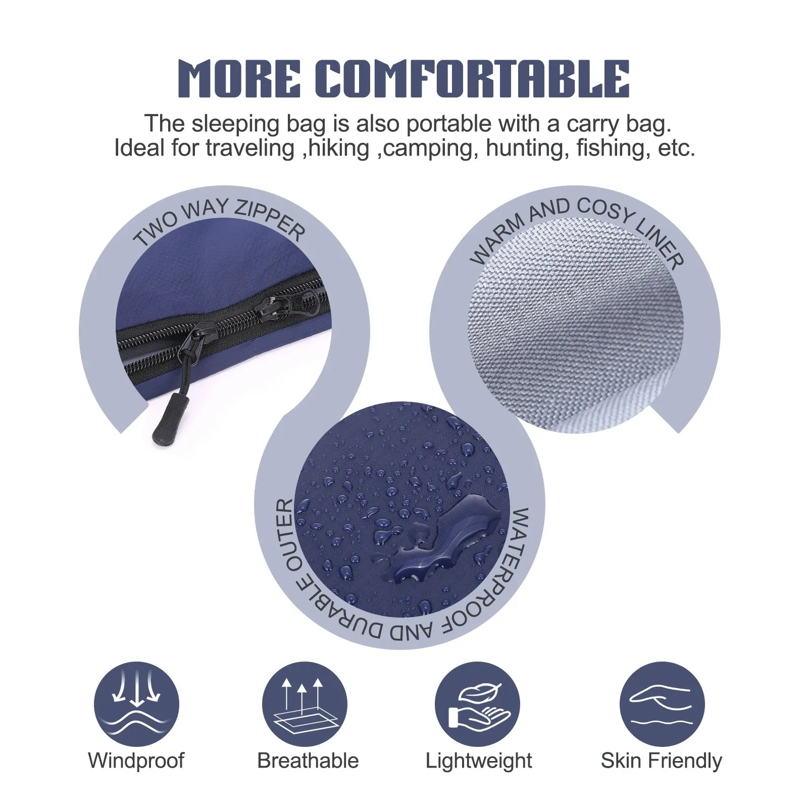 Ultra-light Outdoor Envelope Sleeping Bag for Camping, Hiking, and Travel (190 * 75cm)