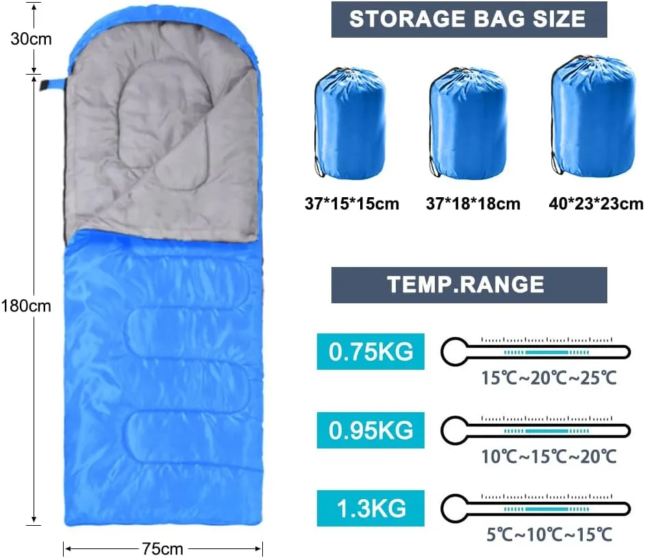Ultra Light Sleeping Bag for Backpacking Compartment for Adults 170T 4 Seasons Hooded Travel Dirt-proof Spacious and Comfortable Warm and Windproof