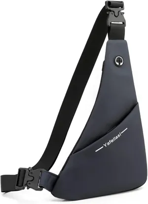 Ultra-light Sling Chest Bag One Shoulder Bag Double-sided Crossbody Backpack Men with Earphone Hole for Outdoor Travel Work Hiking Running Indoor Activities Daypacks Dark Blue