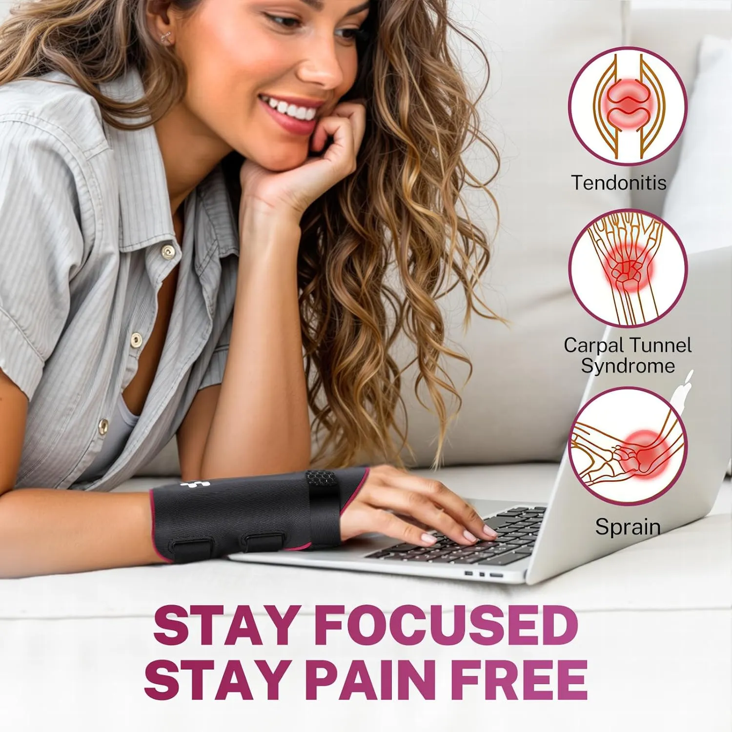 Ultra Thin Carpal Tunnel Wrist Brace, Breathable Yoga Fabric with S-Splints for Pain Relief, Tendonitis, Typing & Sleeping, Injury Recovery (Right Hand, M)