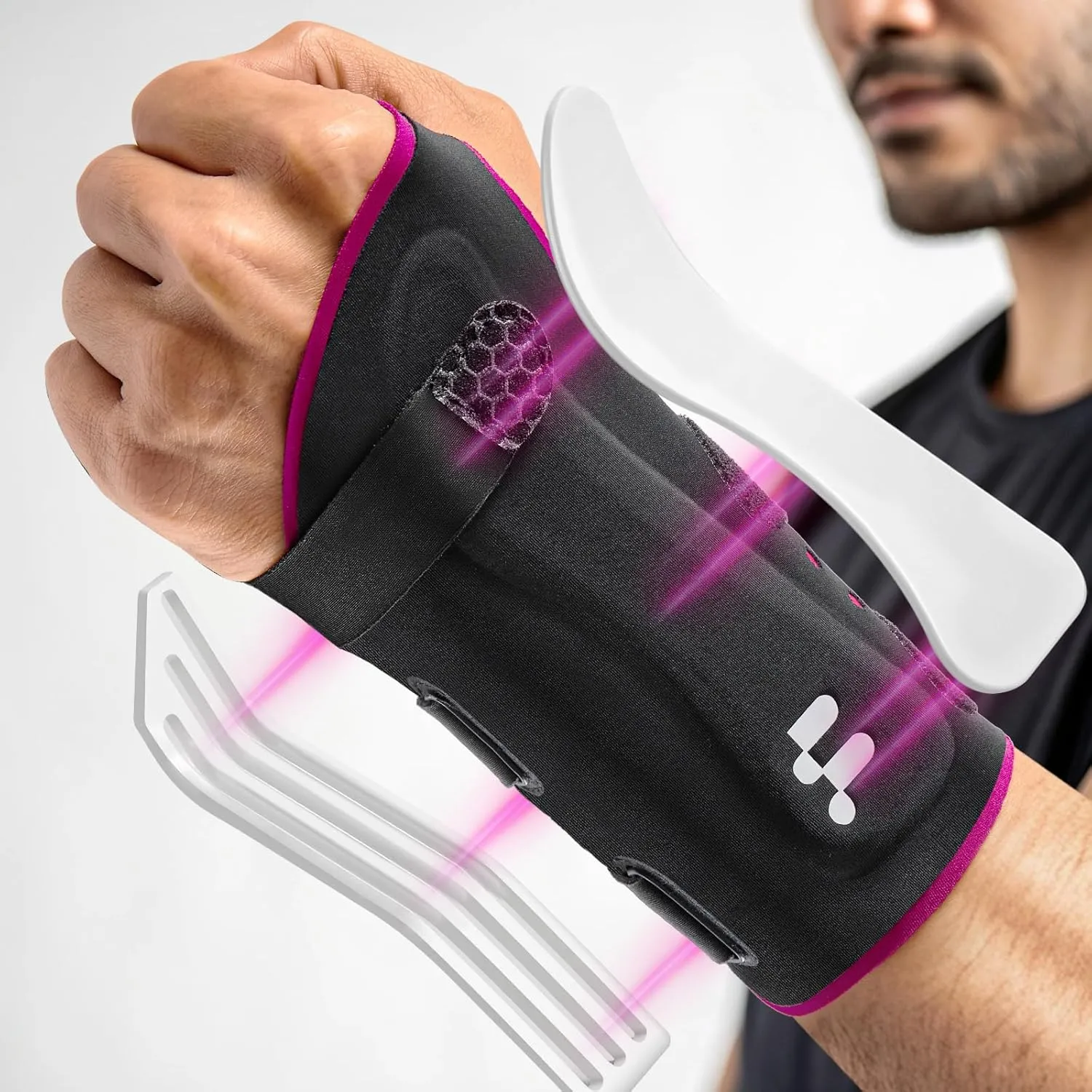 Ultra Thin Carpal Tunnel Wrist Brace, Breathable Yoga Fabric with S-Splints for Pain Relief, Tendonitis, Typing & Sleeping, Injury Recovery (Right Hand, M)