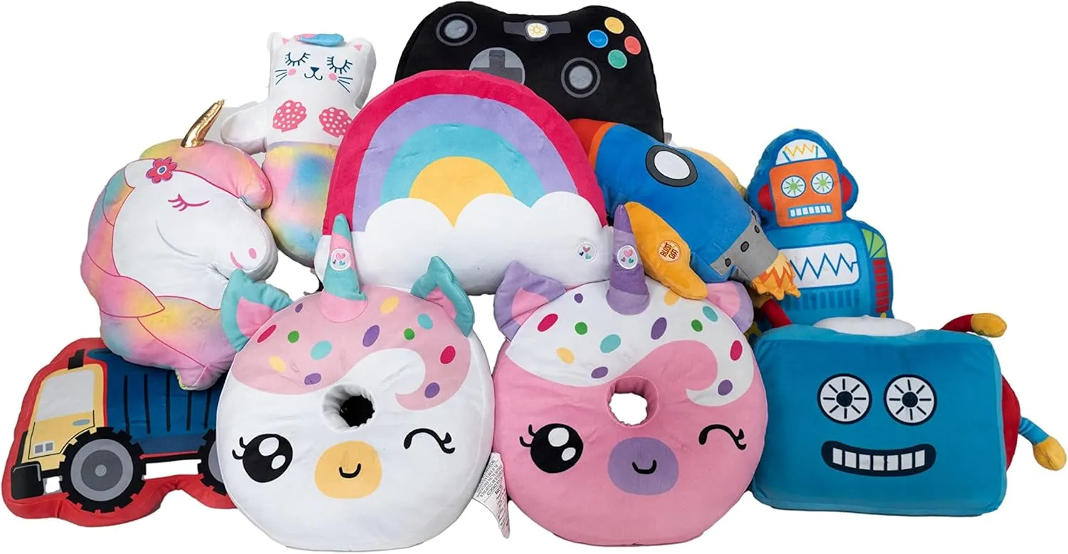 Unicorns & Robots Light Up Pillow for Kids, Plush Led Night Light for Boys and Girls, Oeko TEX Certified, Toddler’s Light Up Sleeping Toy, Dump Truck