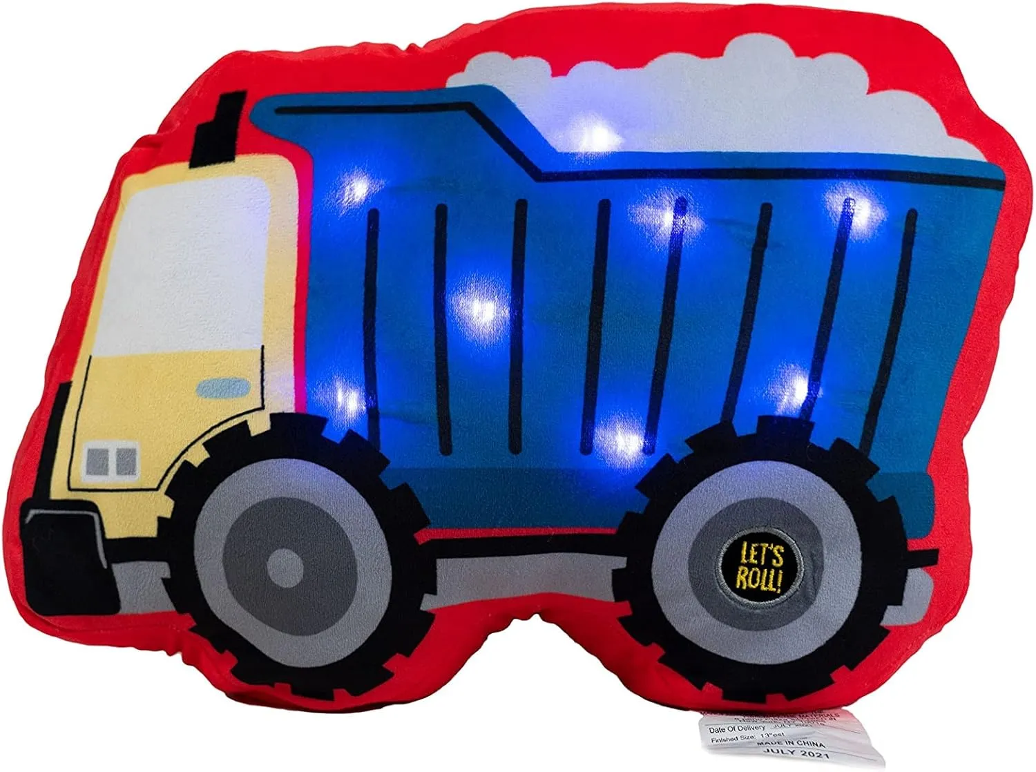 Unicorns & Robots Light Up Pillow for Kids, Plush Led Night Light for Boys and Girls, Oeko TEX Certified, Toddler’s Light Up Sleeping Toy, Dump Truck