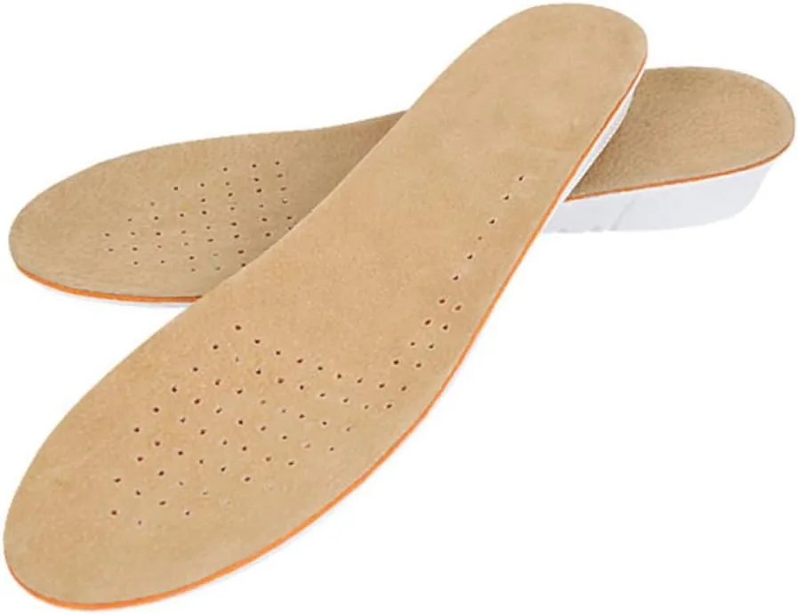 Unisex Height Increase Insoles 2.5cm Thick Sturdy Comfortable Pig Skin Insoles for Sports Leisure