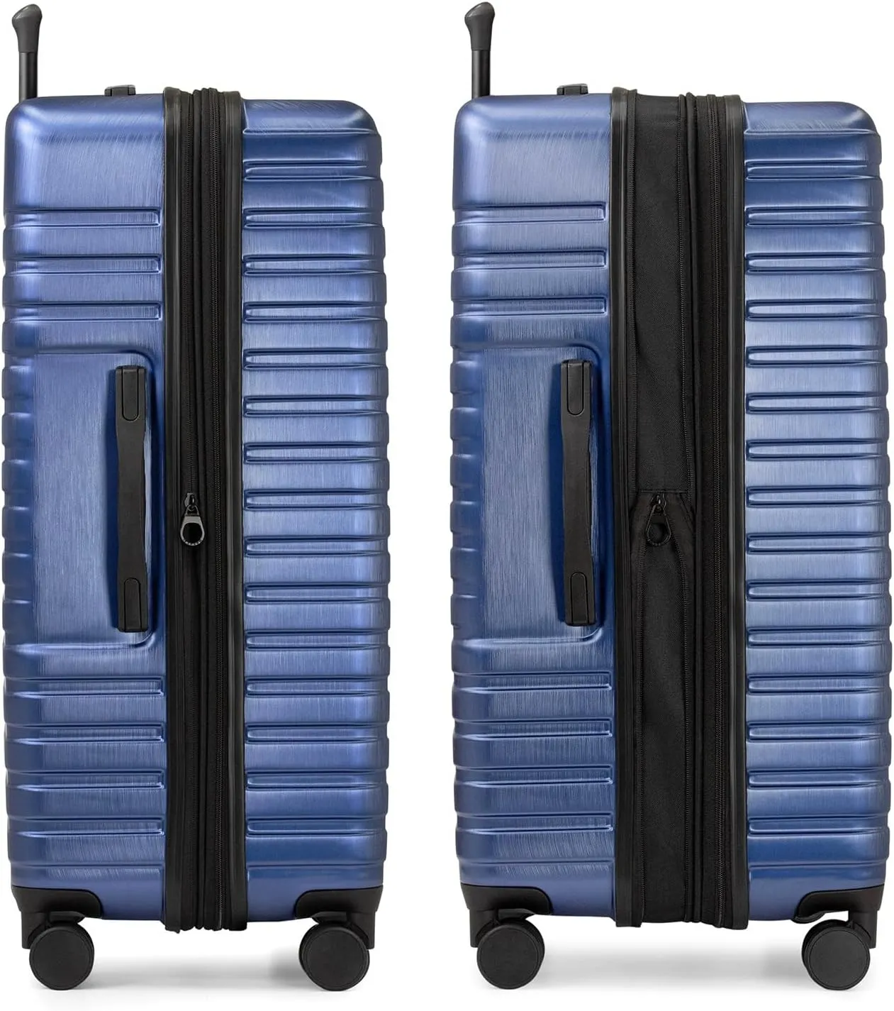 U.S. Traveler Boren Polycarbonate Hardside Rugged Travel Suitcase Luggage with 8 Spinner Wheels, Aluminum Handle, Navy, Checked-Large 30-Inch