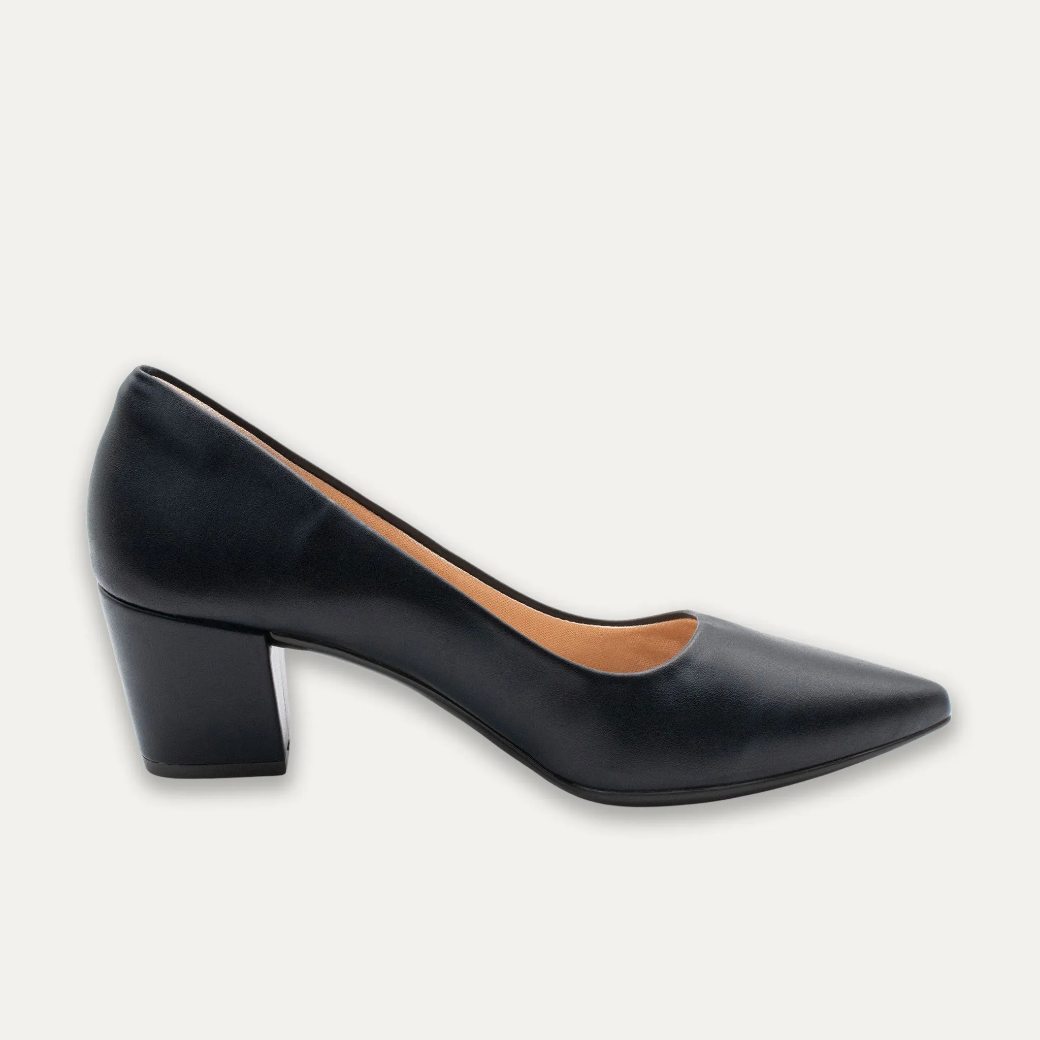 Valeria Black Pointed Toe Block Heels