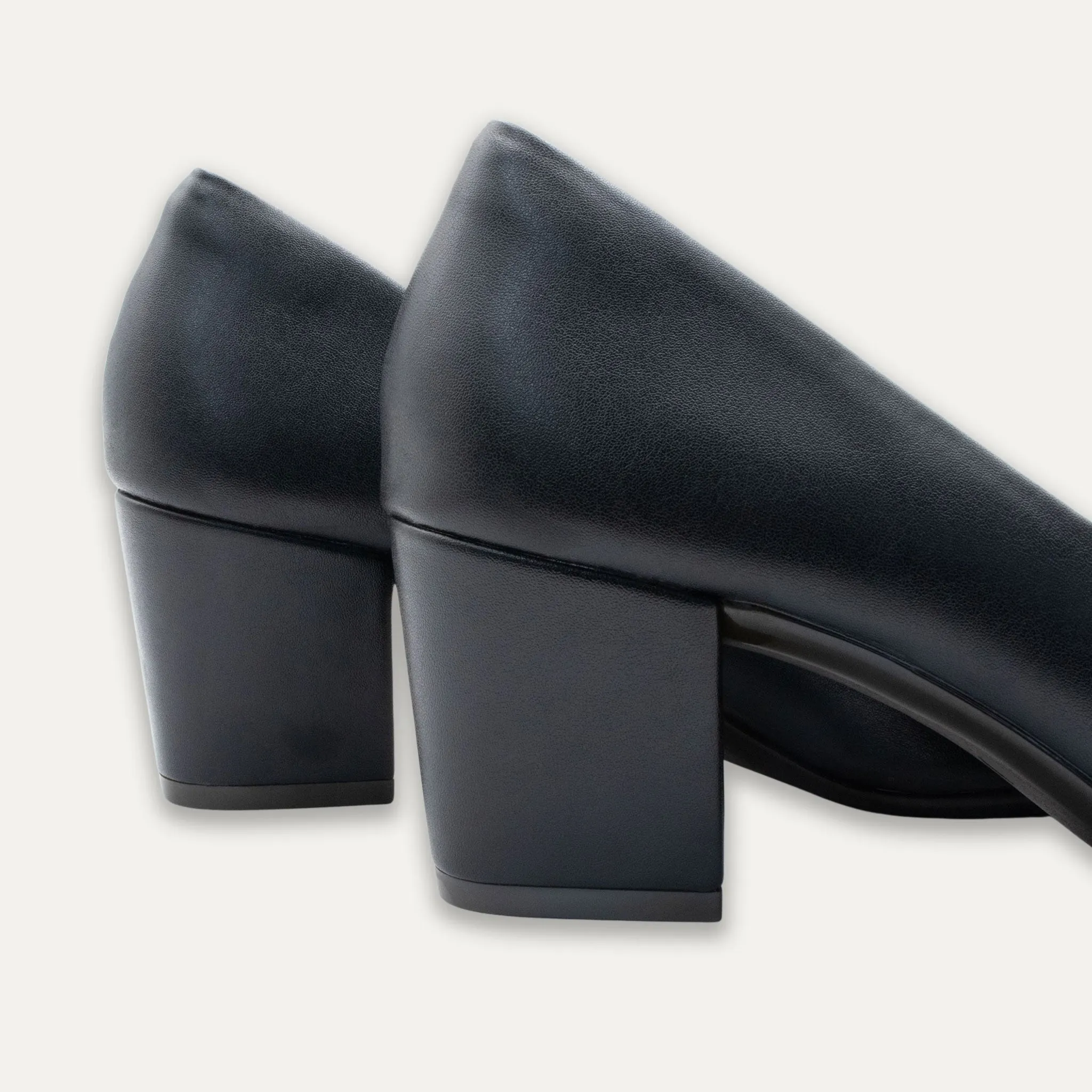 Valeria Black Pointed Toe Block Heels