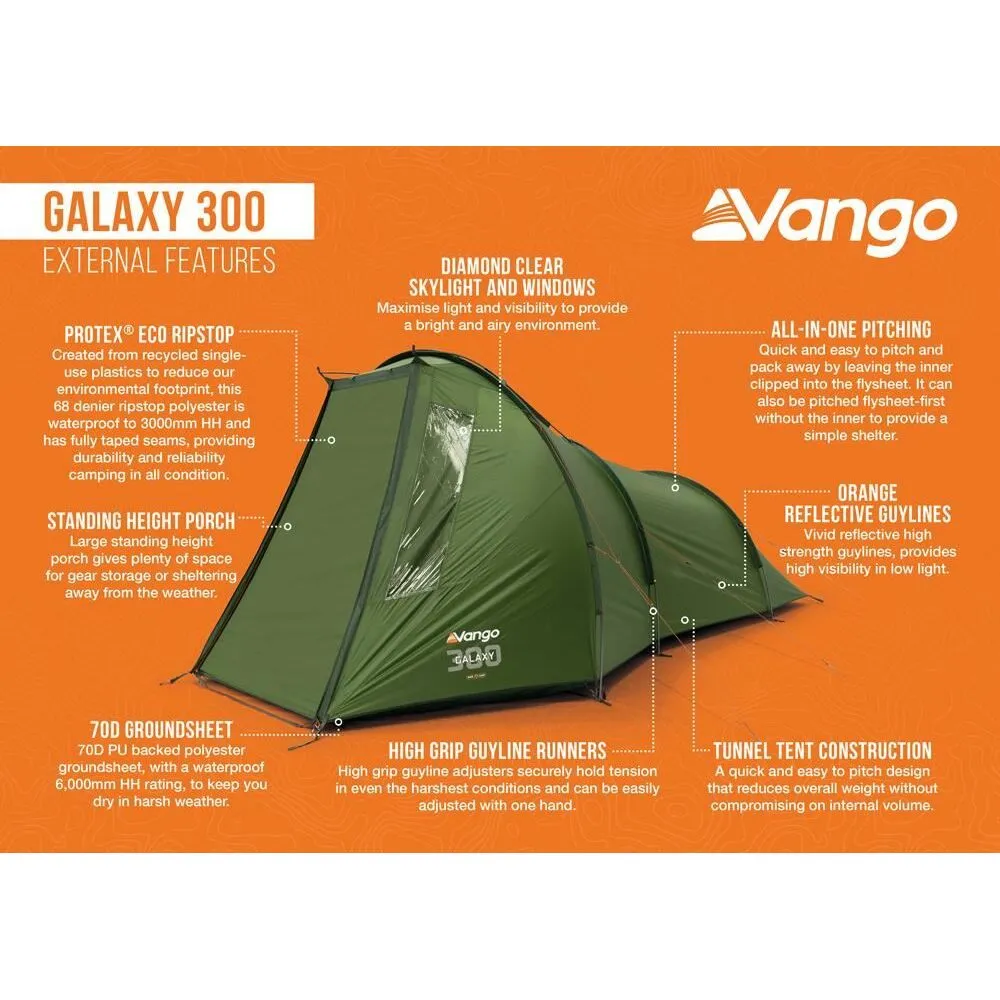 Vango Galaxy 300 Forest Green 3 Person Tent