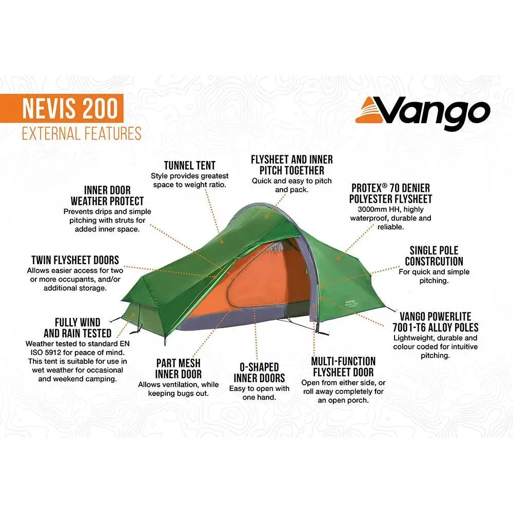 Vango Nevis 200 Pamir Green 2 Person Tent
