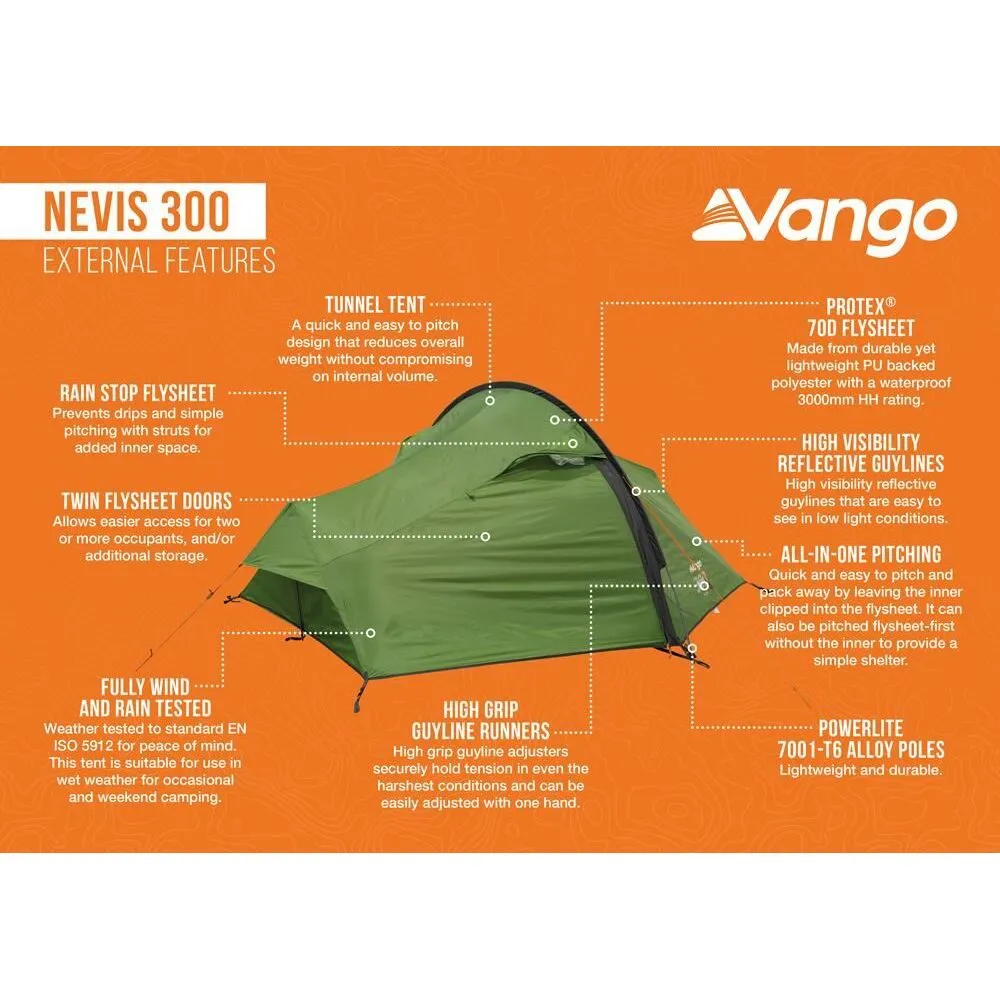Vango Nevis 300 3 Berth Pamir Green Tent