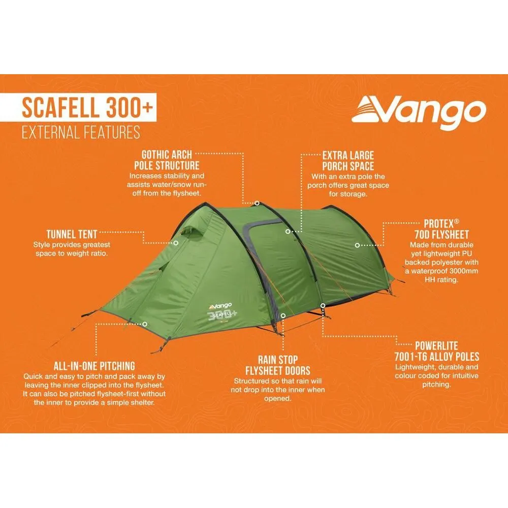 Vango Scafell 300 Plus Pamir Green 3 Person Tent
