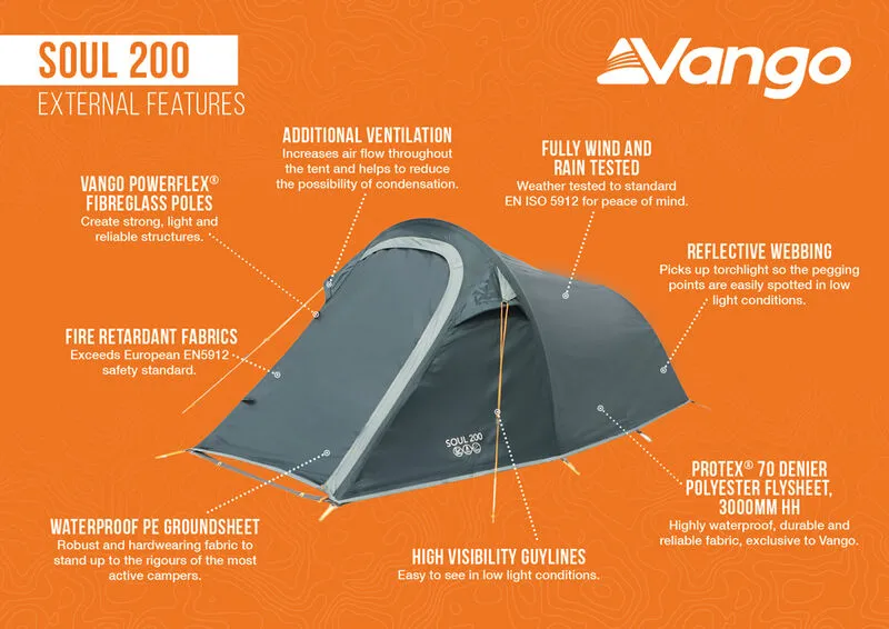 Vango Soul 200 2-Person Tent - Deep Blue