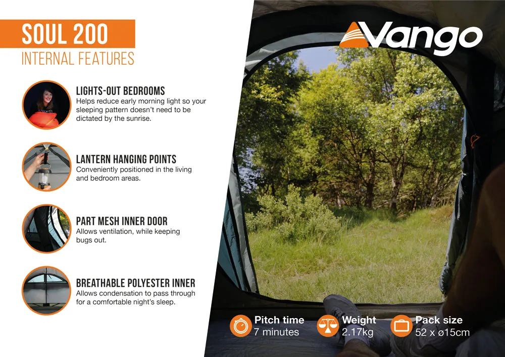 Vango Soul 200 2-Person Tent - Deep Blue