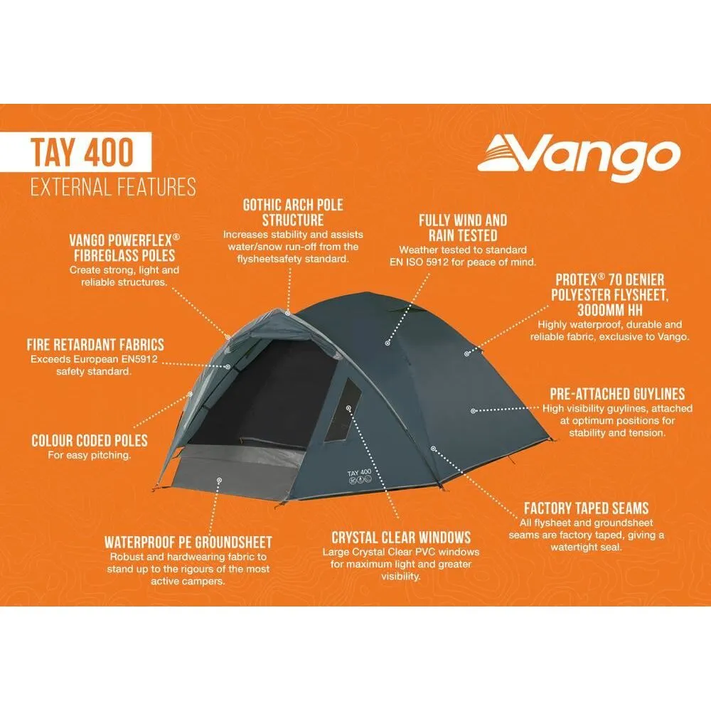 Vango Tay 400 Pole Deep Blue 4 Person Tent