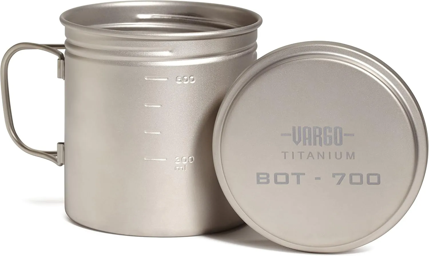 Vargo Titanium BOT Series BOT - 700 | Titanium Cooking Pot and Water Bottle with Foldable Handles and Watertight Lid | 700ml (23 oz.)