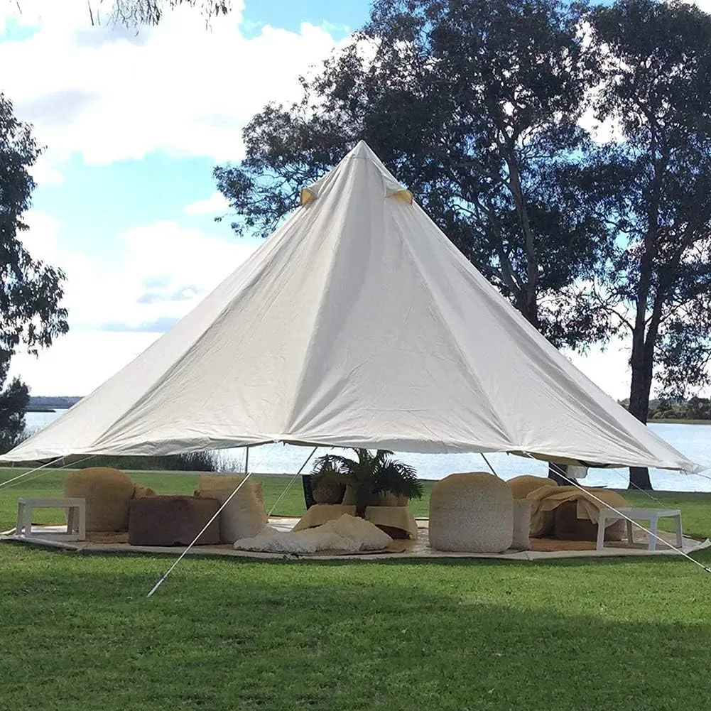 VejiA Tents for Camping 4 Season Cotton Bell Glamping Tent Outdoor Family Camping Tent with Zipped Groundsheet Mesh Door for Camping Hunting