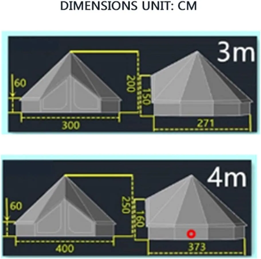 VejiA Tents for Camping 4 Season Cotton Bell Glamping Tent Outdoor Family Camping Tent with Zipped Groundsheet Mesh Door for Camping Hunting