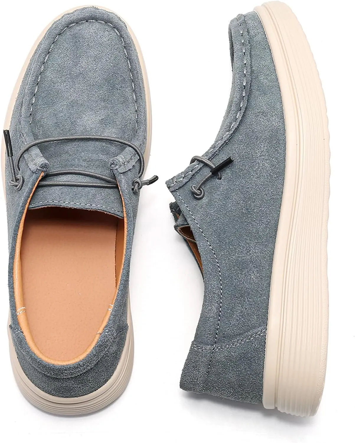 Veroders Women's Suede Wendy Loafers Comfortable Light-Weight Ultralight Boat Canvas Sneakers