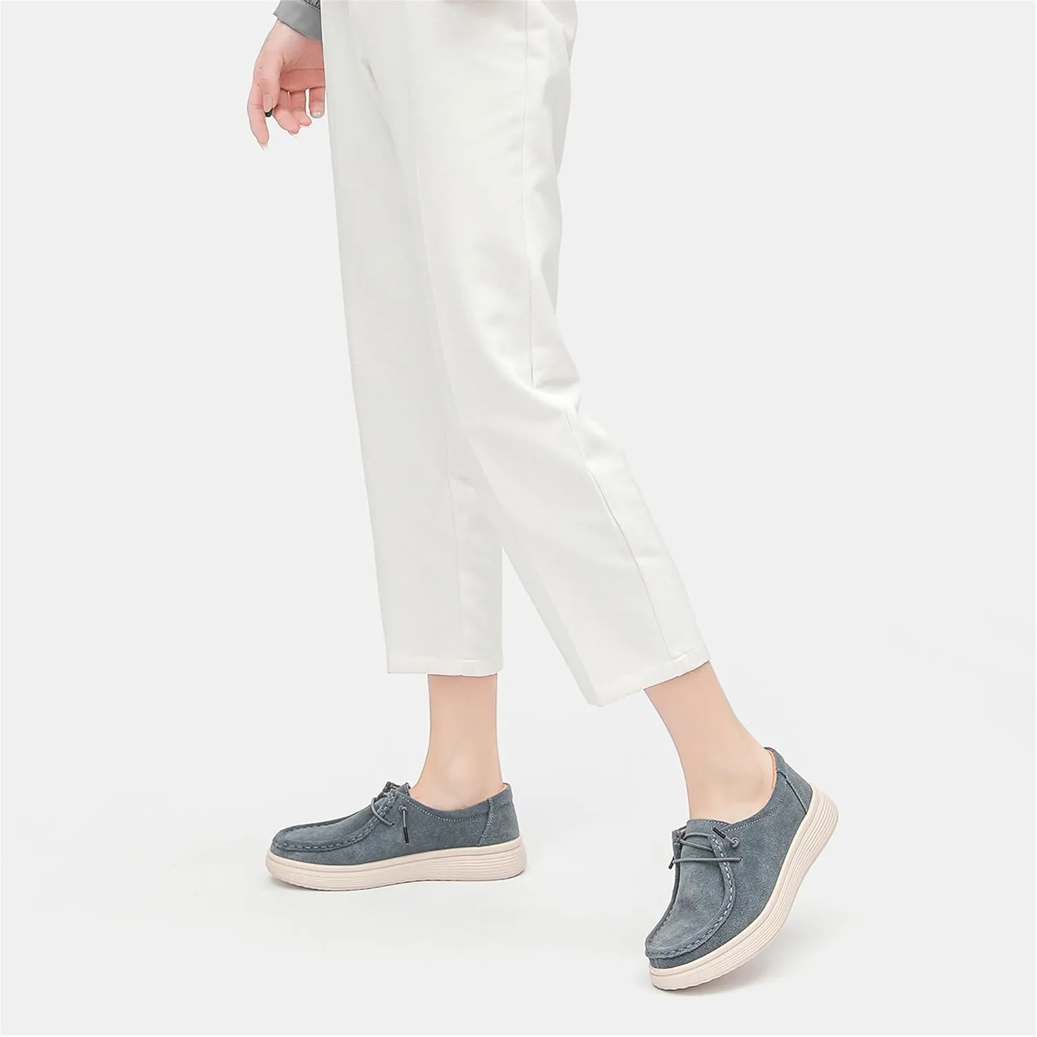 Veroders Women's Suede Wendy Loafers Comfortable Light-Weight Ultralight Boat Canvas Sneakers