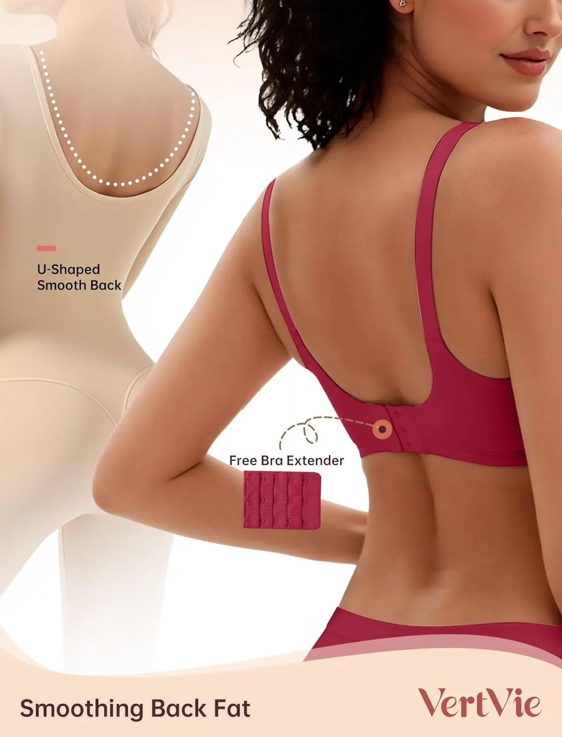 Vertvie Womens Wireless Bras No Underwire Push Up Bra Seamless Supportive Full Coverage Everyday Bras Regular and Plus Size