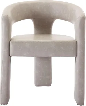 VESCASA Faux Leather Barrel Dining Chair with Open-Back, Upholstered Modern Accent Side Armchair with 3 Legs for Kitchen/Dining Room/Living Room, 1 Chair, Light Grey