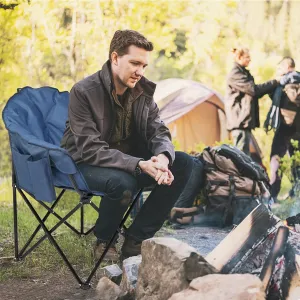 VINGLI Oversize Camping Chair Padded with Side Pocket Outdoor Folding Lounge Patio Club Chair with Carry Bag, Perfect for Camping Outdoor Indoor