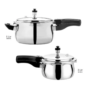 VINOD Doniv Titanium Triply Stainless Steel 2 Piece Pressure Cookers Combo Set &#8211; 3 Litre &#038; 5 Litre